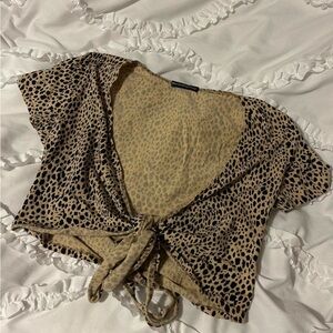 Brandy Melville Tan Leopard Crop Top
